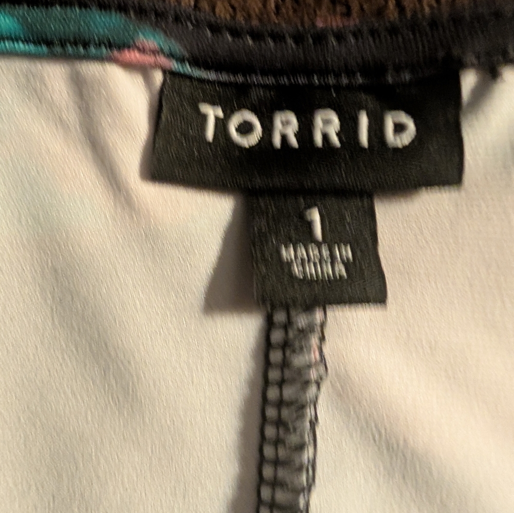 Torrid Teal and Pink Floral Mini Dress - Picture 3 of 5